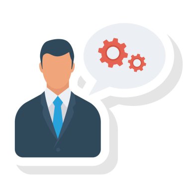  İnsan Kaynakları Düz ikon vektör çizimi. İş adamı 