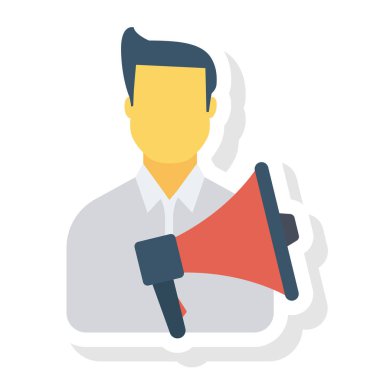  İnsan Kaynakları Düz ikon vektör çizimi. İş adamı 