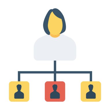  İnsan Kaynakları Düz ikon vektör çizimi. İş kadını 