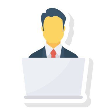  İnsan Kaynakları Düz ikon vektör çizimi. İş adamı 