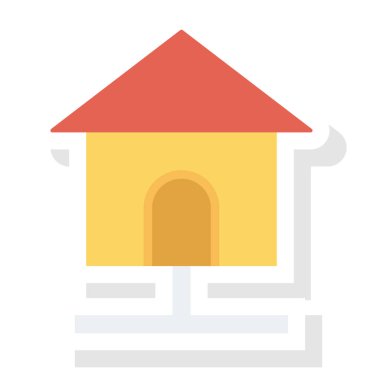 Düz simge, vektör illüstrasyonu sunuluyor. ev