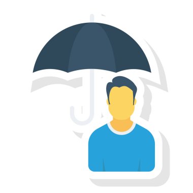  İnsan Kaynakları Düz ikon vektör çizimi. İş adamı 