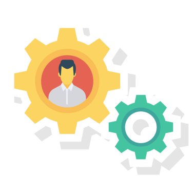  İnsan Kaynakları Düz ikon vektör illüstrasyonu. 