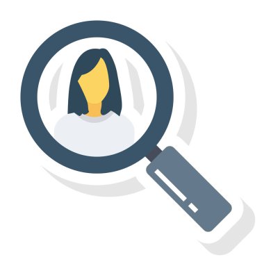  İnsan Kaynakları Düz ikon vektör çizimi. aday araması