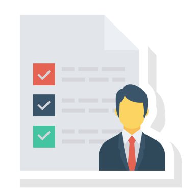  İnsan Kaynakları Düz ikon vektör çizimi. belge 