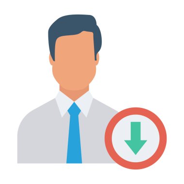  İnsan Kaynakları Düz ikon vektör çizimi. İş adamı