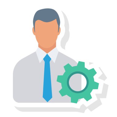  İnsan Kaynakları Düz ikon vektör çizimi. İş adamı 