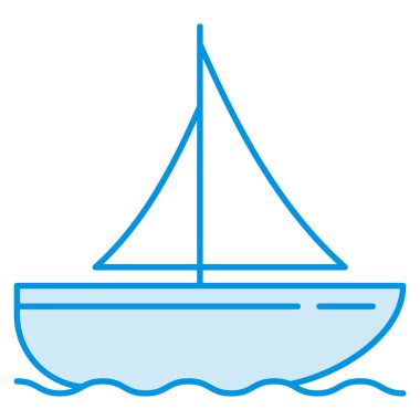 Okyanus ve Deniz çizgisi ikonu yelkenli 