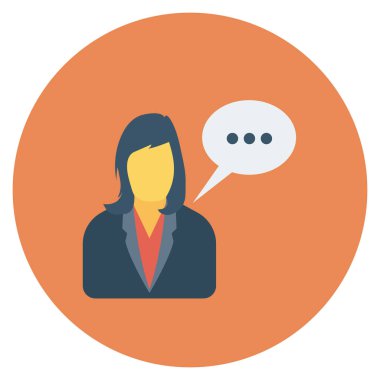  İnsan Kaynakları Düz ikon vektör çizimi. İş kadını 