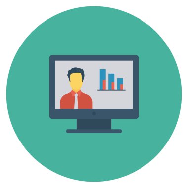  İnsan Kaynakları Düz ikon vektör çizimi. bilgisayar