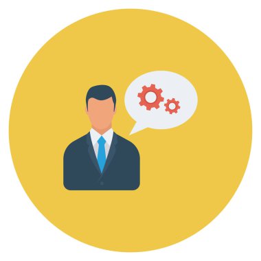  İnsan Kaynakları Düz ikon vektör çizimi. İş adamı 