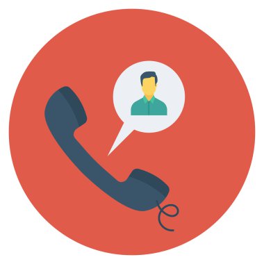  İnsan Kaynakları Düz ikon vektör çizimi. Telefon görüşmesi