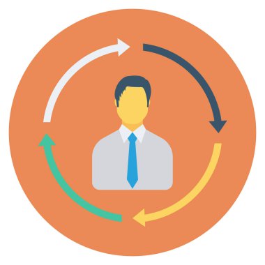  İnsan Kaynakları Düz ikon vektör çizimi. İş adamı 