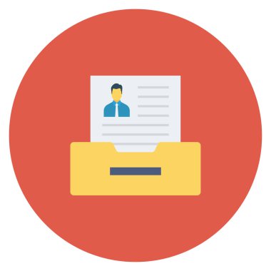  İnsan Kaynakları Düz ikon vektör çizimi. cv