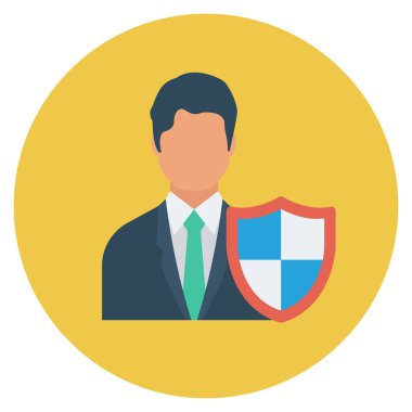  İnsan Kaynakları Düz ikon vektör çizimi. İş adamı