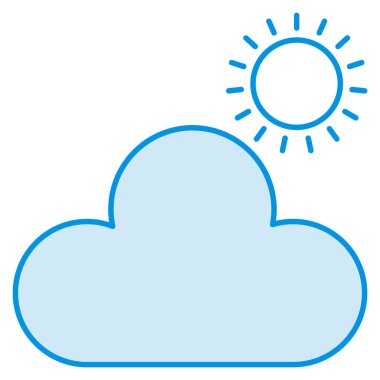 Okyanus ve Deniz Hattı Ayrıntılı simge. Güneş ve bulut 