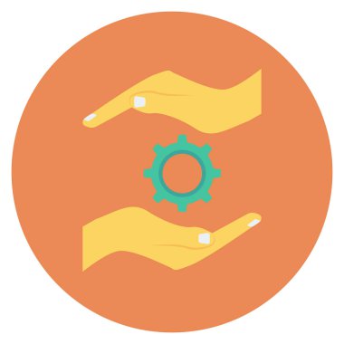  İnsan Kaynakları Düz ikon vektör illüstrasyonu, dişli 