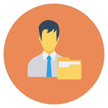  İnsan Kaynakları Düz ikon vektör illüstrasyonu. 