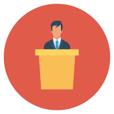  İnsan Kaynakları Düz ikon vektör çizimi. İş adamı