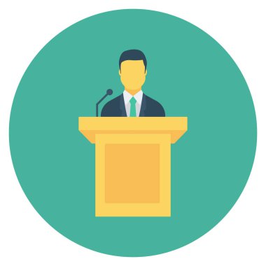  İnsan Kaynakları Düz ikon vektör çizimi. hoparlör 