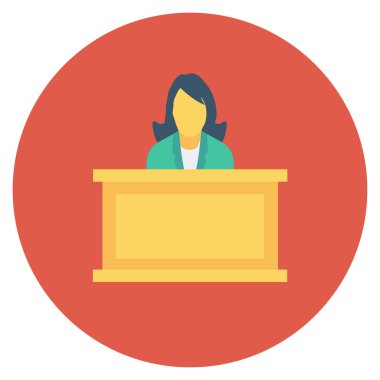  İnsan Kaynakları Düz ikon vektör çizimi. Yargıç 