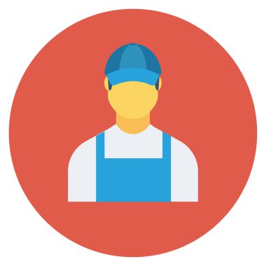  İnsan Kaynakları Düz ikon vektör çizimi. işçi 