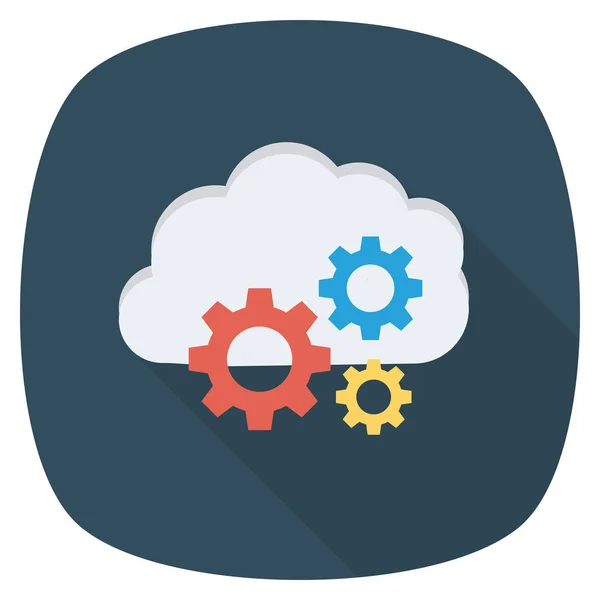 Hosting Flat Square Rounded Icon Shadow Cloud — 스톡 벡터