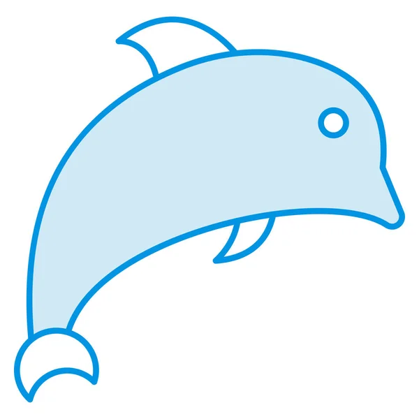 Ocean Sea Line Detailed Icon Dolphin — ストックベクタ