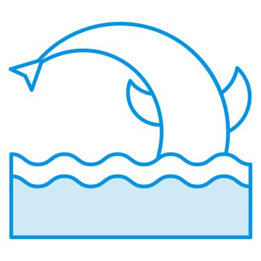 Okyanus ve deniz çizgisi simgesi. balık