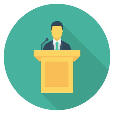 İnsan Kaynakları Düz simgesi, vektör, hoparlör 