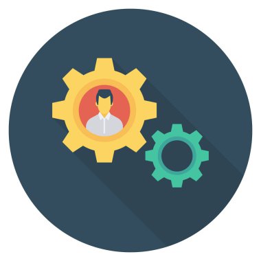 İnsan Kaynakları Düz simgesi, vektör, vites 