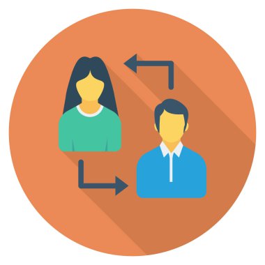 İnsan Kaynakları Düz simgesi, vektör, bağlantı 