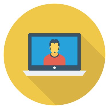 İnsan Kaynakları Düz simgesi, vektör, görüntülü sohbet 