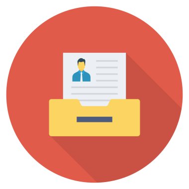 İnsan Kaynakları Düz simgesi, vektör, belge 