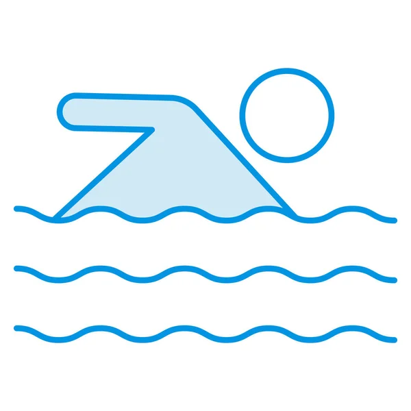 Icono Línea Mar Océano Natación — Vector de stock