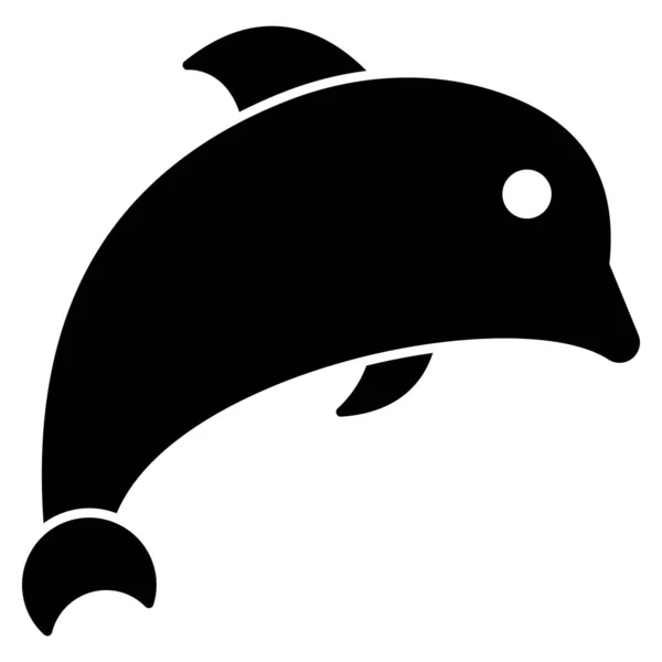 Ocean Sea Line Detailed Icon Dolphin — 图库矢量图片