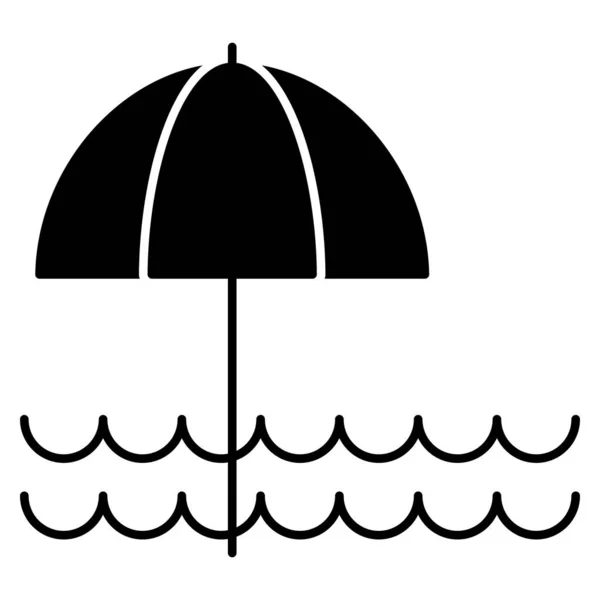 Ocean Sea Line Icon Umbrella — Stock Vector