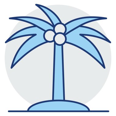 Okyanus ve Deniz Hattı Ayrıntılı simge. palmiye ağacı