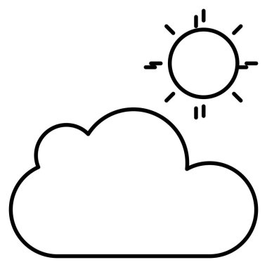 Okyanus ve Deniz Çizgisi simgesi, güneş ve bulut 