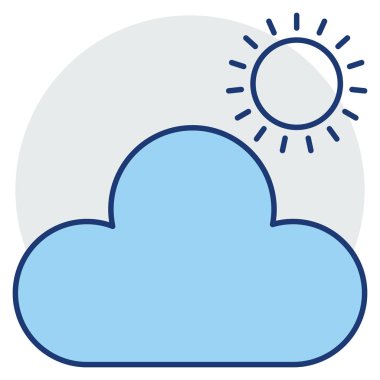 Okyanus ve Deniz Hattı Ayrıntılı simge. Güneş ve bulut 