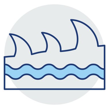 Okyanus ve Deniz Hattı Ayrıntılı simge. dalgalar