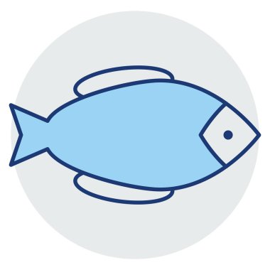 Okyanus ve Deniz Çizgisi ikonu. balık 