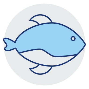 Okyanus ve Deniz Çizgisi ikonu. balık 