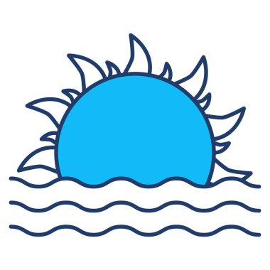 Okyanus ve Deniz Çizgisi simgesi, gündoğumu 