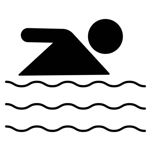 Icona Della Linea Dell Oceano Del Mare Nuoto — Vettoriale Stock