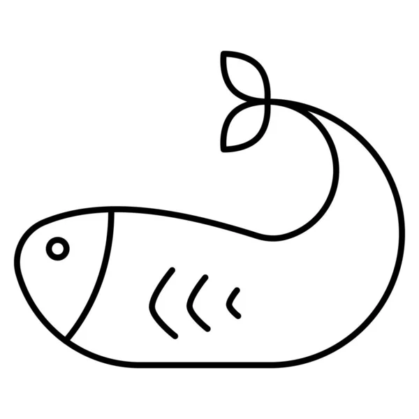 Ocean Sea Line Icon Ocean Sea Fish — ストックベクタ