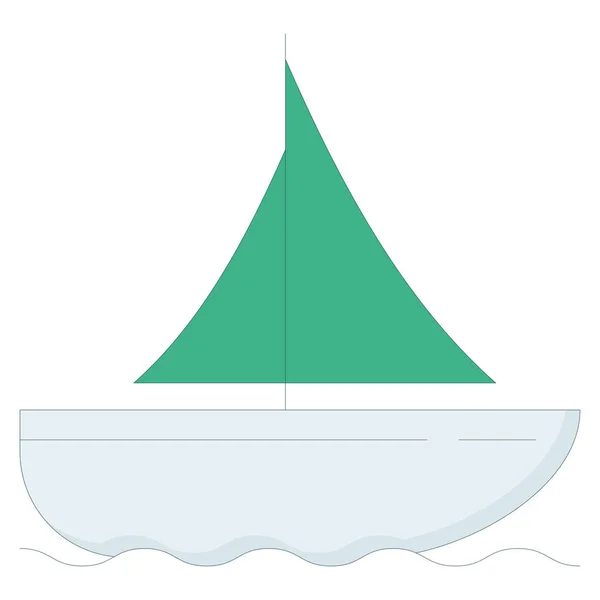 Ocean Sea Line Icoon Zeilboot — Stockvector