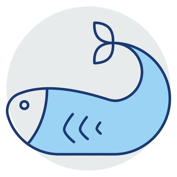 Ocean Und Sea Line Symbol Für Ocean Sea Fisch — Stockvektor