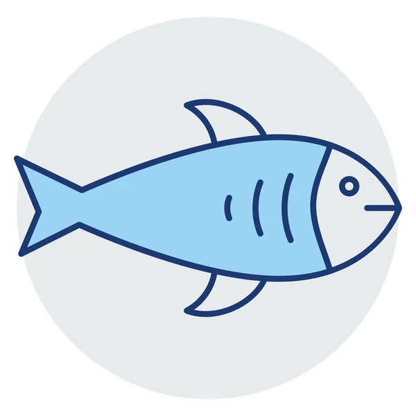 Ocean Sea Line Icon Ocean Sea Fish — ストックベクタ