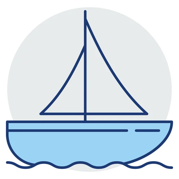 Ocean Sea Line Icono Velero — Vector de stock